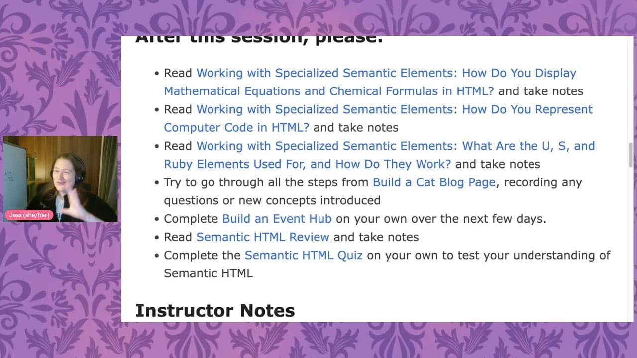 HTML - Semantic HTML Part 2