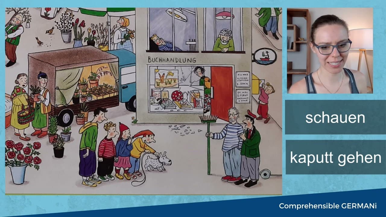 30+ German Verbs in One Picture | comprehensible input for Intermediate Beginners
