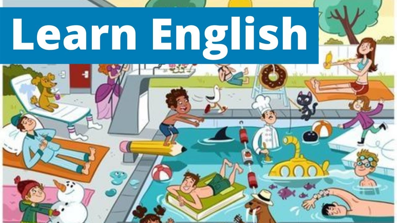 Swimming Pool In Summer | EASY English Comprehensible Input Lesson