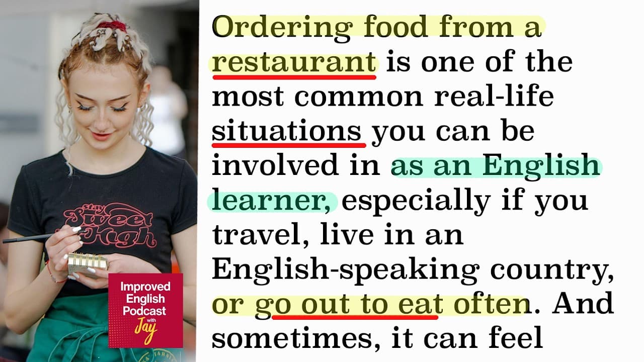 Learn English From Podcast - "Ordering at a Restaurant" + Discussion Questions [Episode  45]