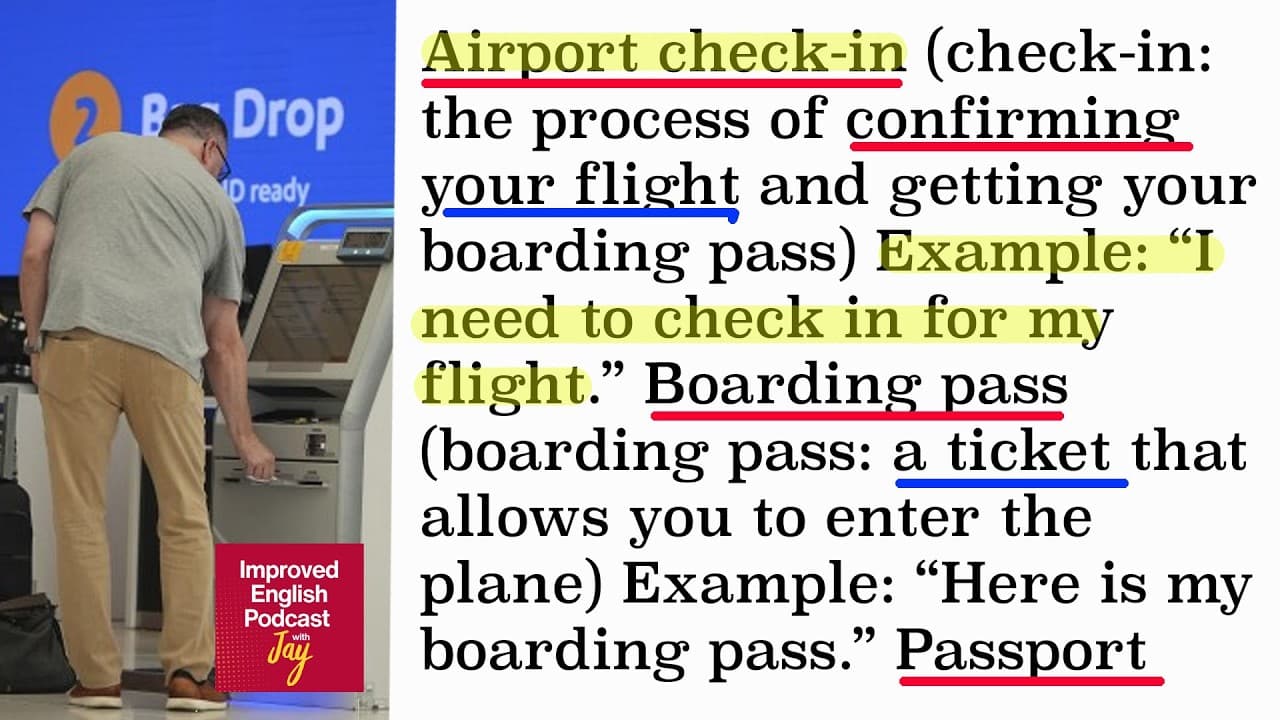 Learn English From Podcast - "Airport Check-In" + Discussion Questions [Episode  47]