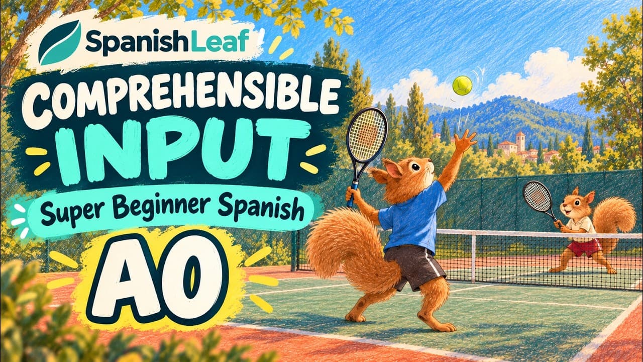 Spanish Comprehensible Input | Superbeginner | The squirrels play tennis