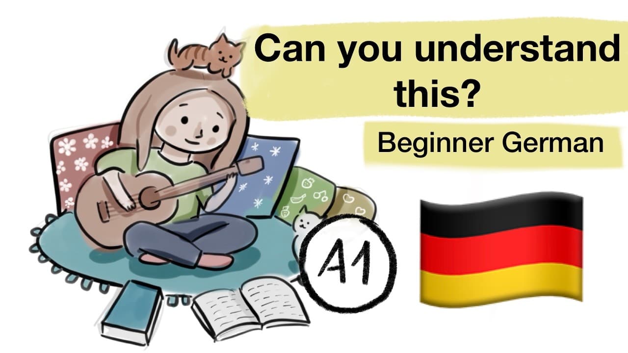Comprehensible Input German (the woman plays the guitar) learn German with pictures